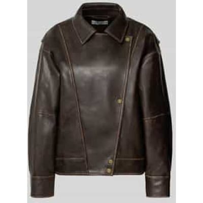 Regular fit jack in leerlook met platte kraag