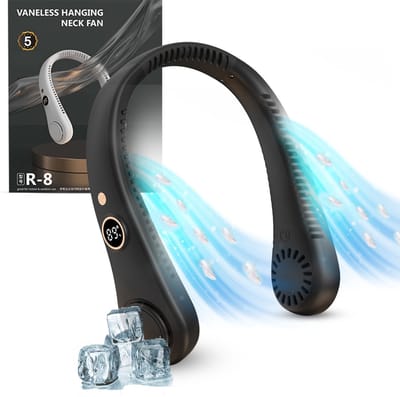 Nekventilator met Display - Nek Ventilator - Nekventilator met Koeling - Neck Fan - Draagbare Nek Ventilator - Gezichtsventilator - Hals Ventilator - Nek Fan - Hoofd Ventilator - Nek Airco - Nek Ventilator Oplaadbaar USB