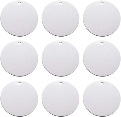 Aluminium Tags - Blanco Bedels - Sieraden Maken - Klaar voor Graveren - 475 mm Diameter - Zilverkleurig