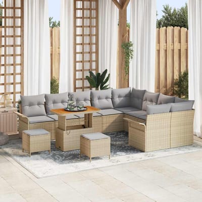 vidaXL - Tuinbank - Set - 12 - st - 11-Aantal - zitplaatsen - Beige - en - Lichtgrijs