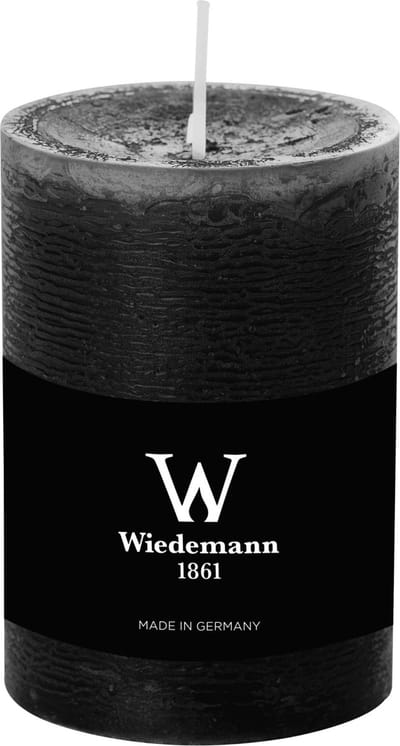 Wiedemann Cilinderkaars/stompkaars - rustieke kaars - zwart - 7 x 10 cm - 43 branduren
