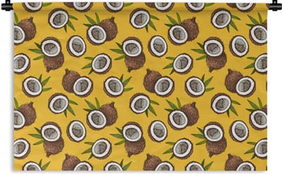 Wandkleed - Wanddoek - Kokosnoot - Hawaii - Tropisch - Bladeren - Design - 180x120 cm - Wandtapijt