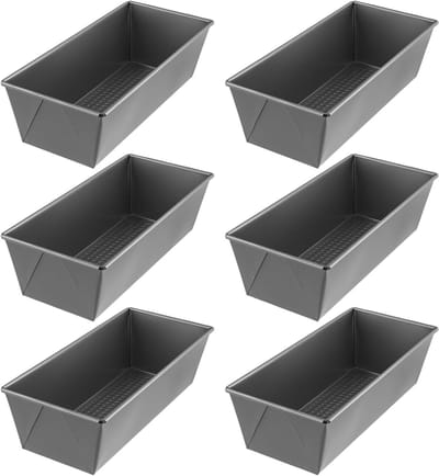 6 Pack 10 inch Broodvormen, Anti-aanbak Brood Bakvormen van Koolstofstaal voor Brood en Taart, 25 x 12 x 8cm