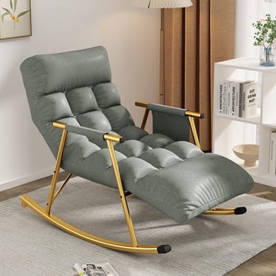 Schommelstoel - Fauteuil Relaxstoel - Ontspannen Zitten - Ergonomisch Ontwerp - One Size - Donkergrijs