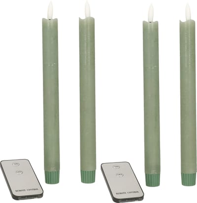 Anna's Collection LED dinerkaarsen - 4x - jade groen - 23 cm - met afstandsbediening