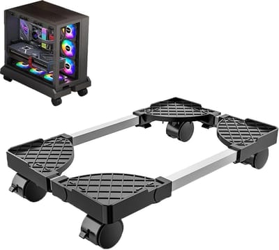 Computer bureau standaard voor PC-toren, mobiele CPU-standaard en CPU-kar onder gamer bureau, zwart en stevig.