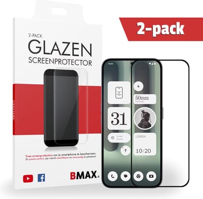 2-pack BMAX Screenprotector geschikt voor Nothing Phone (2a) Plus - Full Cover gehard glas - Nothing Phone screenprotectors - Telefoonaccessoires - Telefonie & Accessoires - Beschermglas - Glas screenprotectors - Zwart