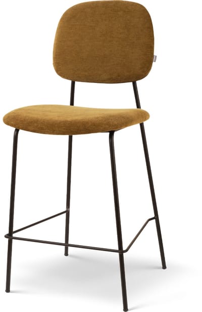 Nolon Jasmijn Barkruk Mosgroen - Zwart Onderstel - 65 cm - Stof - Kookeiland - Barkruk met Rugleuning