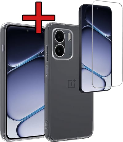 Hoesje - Met Screenprotector - Geschikt voor OnePlus 15R - Sterk & Shockproof - Telefoon Hoes - Back Cover - Siliconen Case - Telefoonhoes - Transparant