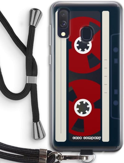 Case Company® - Hoesje met koord geschikt voor Samsung Galaxy A40 hoesje met Koord - Here's your tape - Telefoonhoesje met Zwart Koord - Bescherming aan alle Kanten en Over de Schermrand