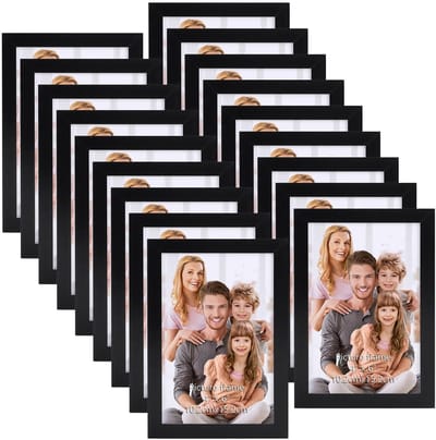 Dailygoods- Fotolijsten Set van 18 - 4x6 Zwarte Fotolijsten - Wandmontage/Horizontaal/Verticaal - Tafelblad Weergave - Eenvoudige Vervanging in 10 Seconden - Tijdloze Stijl - Foto Lijst