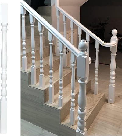 Leuningpalen hout - Trap balusters - Trap afwerking - Massief hardhout - 85 cm - Wit