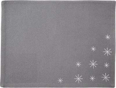Placemat Katoenen Kerst Grijs SNEEUWVLOK 33,5x26 cm - Tafelonderzetter