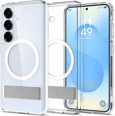 Spigen Geschikt Samsung Galaxy S25 Plus - Ultra Hybrid MagFit - Geschikt voor Mag - Back Cover Hoesje - Wit met Stand