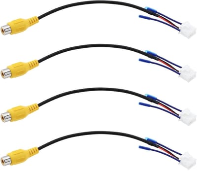 Dailygoods- Achteruitrijcamera Kabel 4 Stuks - 10-Pins Adapter - RCA Interface - Kunststof Koperdraad - Geschikt voor Auto Scherm - Camera Kabel