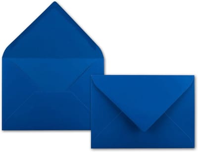 50x Donkerblauwe Enveloppen DIN B6 (125x176mm) - Zonder Venster, Natte Kleefstrip
