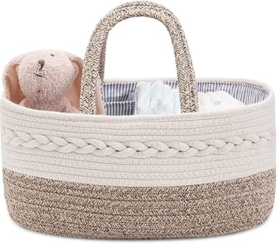 Kraammand - Baby Mand - Met drie vakken - Babyshower - Kraamcadeau meisje of jongen - Mooi, praktisch en overzichtelijk