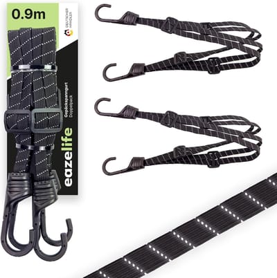 Fiets sleeptouw - Zwart - 90 cm - Verstelbare Bagagespanband met Reflectie en Krasbescherming - Voor Fiets en Motorfiets