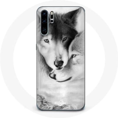 Coque pour Huawei P30 Loup Duo animaux