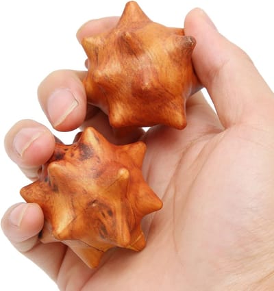 Set van 2 Houten Hand Oefenballen voor Palm Ontspanning en Acupressuur Massage, Ideaal voor Ouderen