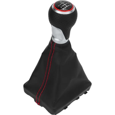 Pommeau de Levier de Vitesse 6 Vitesses pour Voiture Lettres Blanches Ergonomique Remplacement pour A6 C6 2004‑2011 Conduite à Gauche Anneau Rouge black