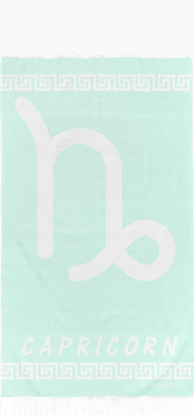 uit Turkije By Aquatolia Hamamdoek Capricorn Zodiac - 100% Zacht Katoen - Strandlaken - Handdoek -Licht Groen - 100cm x 180cm - Originele hamamdoek uit Turkije