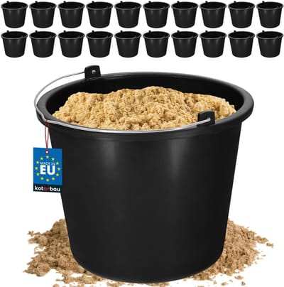 Bouwemmer Kunststof - Tuinemmer Cementemmer - Bouw en Tuin - Metalen Handgreep - 5 Liter - Zwart