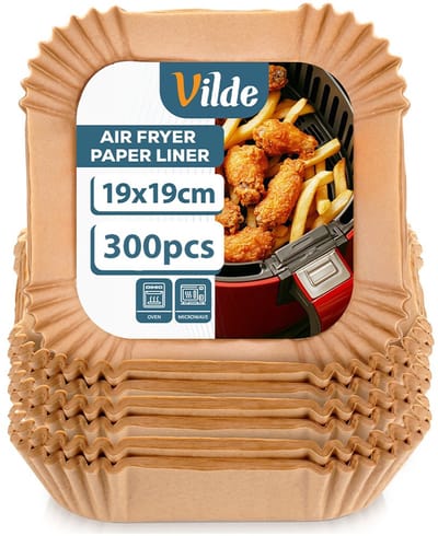Airfryer Bakje zonder Olie Papier Vierkant 19x19 cm 300 stuks - Vorm voor Luchtfriteuse - Frituurmandje - Bakpapier - Accessoires