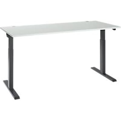 Bureau ERGO-T 2.0 - elektrisch in hoogte verstelbaar - B 1800 x D 800 x H 715-1205 mm - T-voet antraciet - lichtgrijs - ons merk Schäfer Shop Select