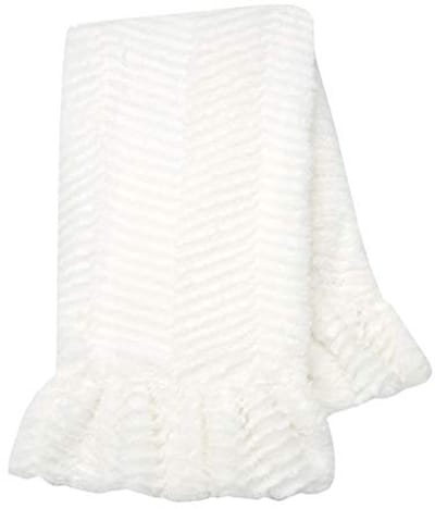 Witte Gegolfde Lux Minky/Jersey Chevron Babydeken 30" X 40"