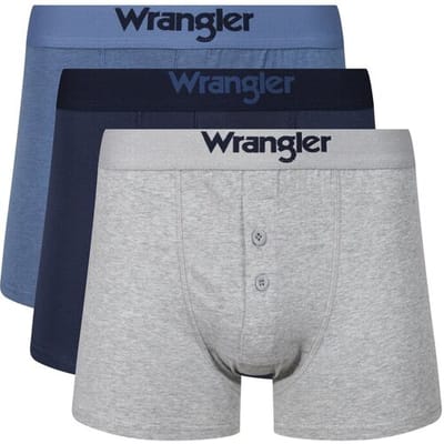 WRANGLER WRA boxershorts met knoopsluiting, gemêleerd grijs/marineblauw/donkerdenim gemêleerd, maat S