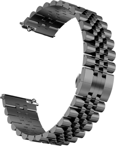 Bandje geschikt voor Apple Watch Bandje Series 1/2/3/4/5/6/SE/7/8/9 42/44/45 mm - Polsband RVS Vlindersluiting - Zwart
