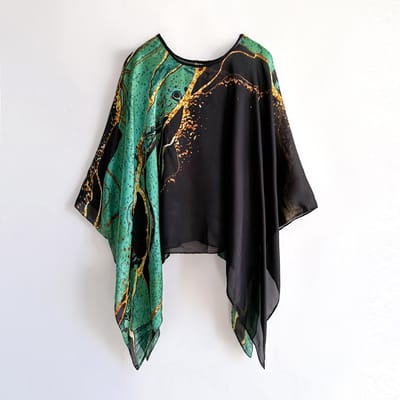Sjaals Zomer Strand Sexy Dames Mode Print Chiffon Tuniek Bikini Cover-up Losse Blouse Zonbescherming Comfortabele Poncho black