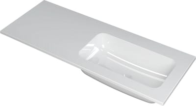 INK Faktor wastafel polystone rechts zonder kraangat 120x45x1,5cm, glans wit