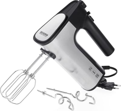 Severin HM 3841 Handmixer – 500 Watt – RVS – 5 Snelheden – Inclusief Gardes en Deeghaken – Stil in Gebruik