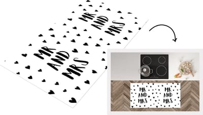 Keukenloper - Loper keuken - 'Mr and Mrs' - Spreuken - Quotes - Hart - 120x60 cm - Keukenloper vinyl