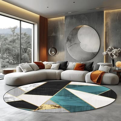 Luxe Modern Grijs Rond Tapijt voor Woonkamer Huisdecoratie Grote Vloerkleden Slaapkamer Tapijt Antislip Vloermat Stoelmatten Wasbaar 200cm 78.7 in