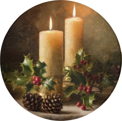 Badmat rond 70x70 cm - Antislip - Kaarslicht - Kerst - Veelkleurig - Badmatten voor badkamer - Badkamermat - Douchemat - Ronde badkamer mat