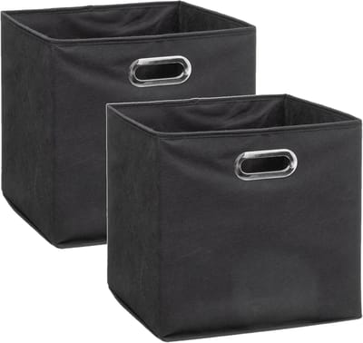 5Five Opbergmand / kastmand - Set van 2x stuks - donkergrijs - linnen - 29 liter - 31 x 31 x 31 cm - Opbergbox - Vakkenkast manden