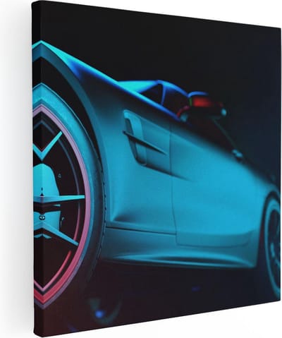 Artaza Canvas Schilderij Auto - 80x80 cm - Wanddecoratie Sportauto - Muurdecoratie Velg - Kamer Accessoires Mancave