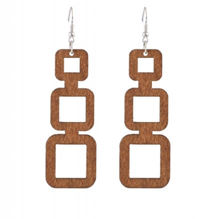 Zilveren oorhangers -Hout-Olivia bruin 8 cm- Charme Bijoux