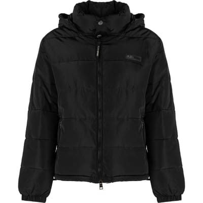 Plein Sport Bold Ruglogo Gevoerde Zwarte Jas