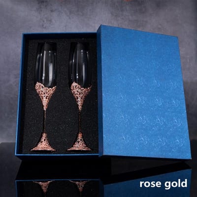 Lot de 2 flûtes à champagne en cristal argenté pour mariage, coupes à toast en or rose, coffrets cadeaux pour fiançailles 230ml