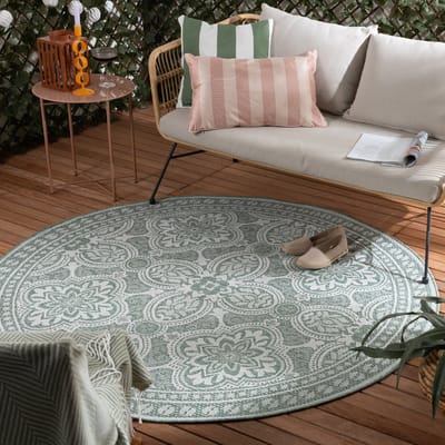 FRAAI Rond buitenkleed - Summer Oriental Groen | Zomers! - Ø 120cm