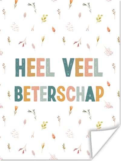 Poster Sterkte - Quote - Planten - Bloemen - Pastel - 120x160 cm XXL