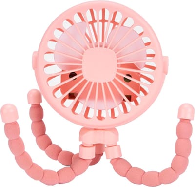Kinderwagen Ventilator - Draagbare Fan - Comfort Tijdens Ritjes - Stille Werking - 18 x 10 x 5 cm - Rozeachtig