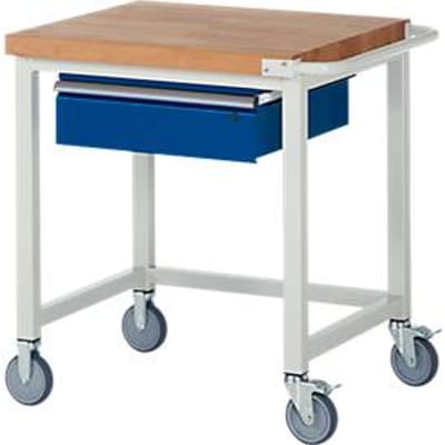 Werkbank serie 8000, verrijdbaar, met hangende schuiflade, B 750 x D 700 x H 880 mm