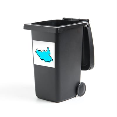Container sticker Zuid-Soedan illustratie - Een illustratie van Zuid-Soedan in het blauw met een zwarte rand Klikosticker - 40x40 cm - kliko sticker - weerbestendige containersticker