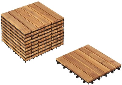 Terrastegels Hout - Buitenvloer Tuin - Balkon Aankleden - Eenvoudig Kliksysteem - 10 Stuks - Natuurlijk