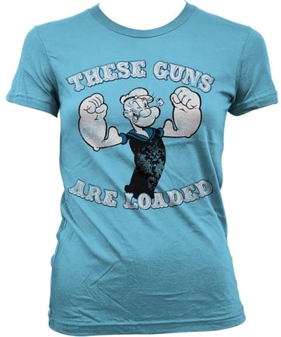 Popeye These Guns Are Loaded Girly T-shirt voor dames, hemelsblauw